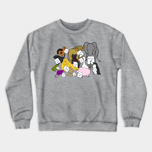 Cute Animals and Vaccinated Signs Crewneck Sweatshirt by ellenhenryart